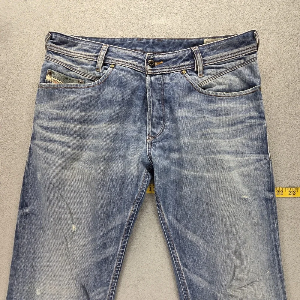 Diesel Jeans Mens 33x34 Blue Iakop Regular Slim Tapered Button Fly 0805Q